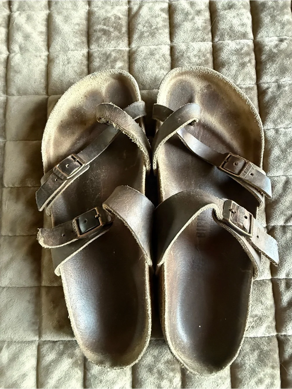 Birkenstock Mayari Brown Leather Double Strap Sandals Size 38